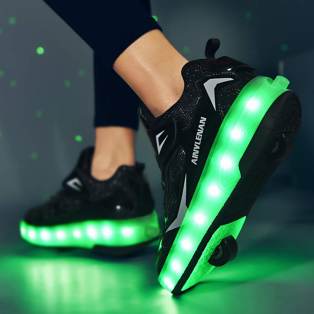 LED Roller Shoes PU Wheels shoes Black